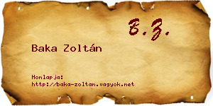 Baka Zoltán névjegykártya